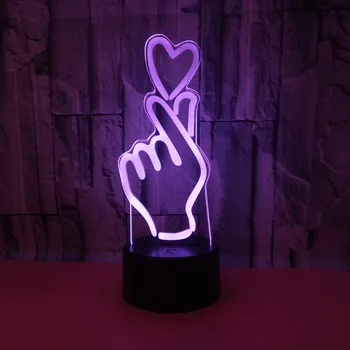 3D LED Nakties Šviesos Lempos Meilės Gestas 7 Spalvinga Žiburiai Touch RC Stalo Lempa Valentino Dienos Dovana Su Nuotolinio Valdymo
