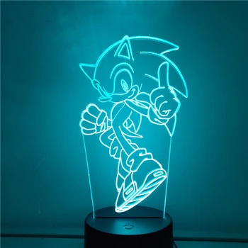 3D LED Nakties Šviesos Žaidimas Sonic The Hedgehog Pav Touch Lempos Akrilo Regėjimo Iliuzija Šviesos Miegamojo Puošimas Lamparas Baby Vaikų Dovanų