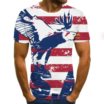 3D spausdinimo vėliavos vyriški marškinėliai atsitiktinis apvalios kaklo aukštos kokybės kasdienių drabužių streetwear