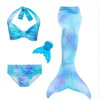 4 gabalas Bikini Komplektas Swimmable Vaikų Undinėlės Uodegos Su Monofin Mergaičių Vaikai Mergina Plaukimo Undinėlės Uodega