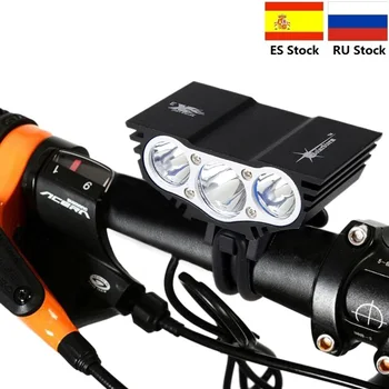 4 režimas 1500 Lm 3 LED lempa, granules, Priekiniai Bike Bicycle Light Dviračių Šviesos Lempos Reikmenys, Dviračių+10400mAh Baterija+užpakalinis žibintas