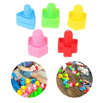 40pcs Montessori Varžtas Blokai Plastiko Įterpti Blokus, Riešutų Forma, Žaislai Mergaitėms, Žaislai Vaikiška Kūdikių Ankstyvojo Ugdymo