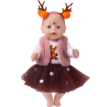 43 cm Kūdikių lėlės drabužius Kalėdų elnias kostiumas Amerikos lėlės sijonas naujagimių suknelė žaislai tinkami 18 colių Mergaičių lėlės f943
