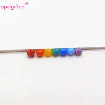 49pcs/daug (7 spalvų maišyti) 4mm sintetinis opalas granules, akmens pakabukas priėmimo Papuošalai vaivorykštės spalvomis opal pakabukas Nemokamas pristatymas