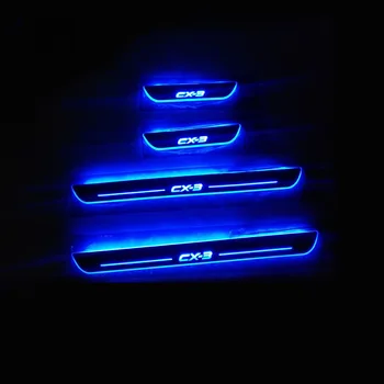 4PCS Automobilio LED Durų Slenksčio Dėl Mazda CX-3 CX3. 2016 m. 2017 m. 2018 m.-Ultra plonas Akrilo Dinaminis LED Sveiki atvykę Šviesos Nusitrinti Plokštė Pedalas