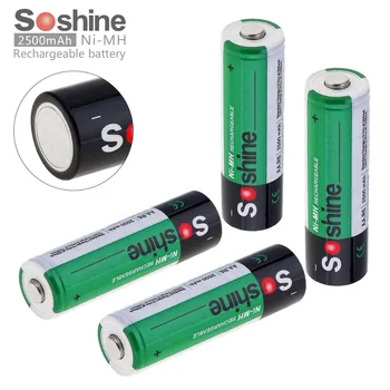 4pc/pak Soshine Ni-MH AA 2500mAh Įkraunamas Baterijas + Nešiojama Baterija Lauke Aukštos Kokybės galima įkrauti daugiau nei 500 kartų