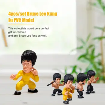 4pcs 3 colių 8cm PVC Modelis Karalius Kung Fu Bruce Lee Veiksmų Skaičius, 75-Osioms Papuošalų, Žaislų
