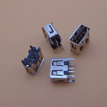 5-1000X nešiojamas plokštė micro USB 2.0 4pin 4 pin DC Tipo Butas Kampas 180 Laipsnių Moterų PCB Jungties Lizdas Jack Plug juoda