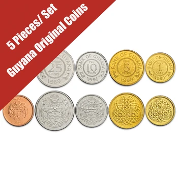 5 Gabalus Nustatyti, Gajana 1 Ct-1 Doleris Amerikoje Naujos Originalios Monetos Unc Originali Kolekcines Monetas Dovana