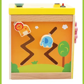 5-in-1 formos pažinimo lobis langelyje medinių vaikų švietimo žaislai, multi-funkcija apvalūs karoliukai vaiko žaislų dėžę kūdikių dovanos