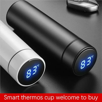 500ML smart termosas vandens butelis skaitmeninis temperatūros ekranas nerūdijančio plieno kavos puodelio, atsparus vandeniui termosas termosas dovana