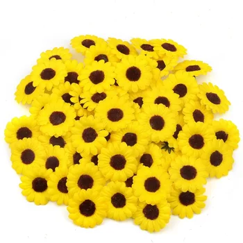 500pcs Mini Šilko Saulėgrąžų Dirbtinių Gėlių Galvos, Vestuvių Dekoravimas 