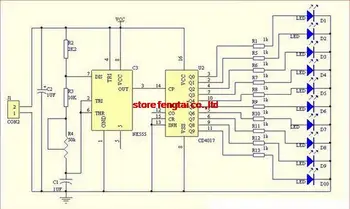 50PCS Smart Elektronikos Integruotos NE555 + CD4017 Šviesos Vanduo Teka Šviesos diodų (LED Modulis 