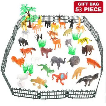 53pcs/set Mini Gyvūnų Pasaulyje Zoologijos sodas Modelio Paveikslas Veiksmų Žaislas Veiksmų Skaičiai Realūs Miško Smulkių Gyvūnų švietimo Šalies žaislas