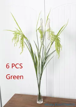 6 VNT Gražus Dirbtinis geltona žaliaviniai (paddy) Ryžiai, plastikiniai augalų Namų Puošybai metu nuosavybės Dovana F318
