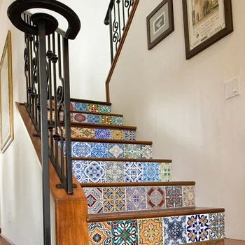 6 Vnt 3D Maroko Stiliaus Lipnios Laiptai Lipdukas Keraminės Plytelės PVC Laiptų Tapetai Vinilo Decal Freskos Laiptų Dekoras
