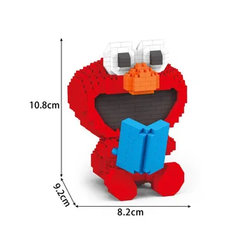 618pcs+ Mini Blokai Micro Diamond Plytų Elmo Sausainių Monstras Didelis Paukštis Duomenys 3D Modelį Vaikams, Dovana, Žaislai