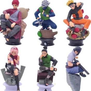 6pcs/ Set Naruto Sasuke Gaara Pav Kakashi Veiksmų Skaičiai Anime Naruto PVC Duomenys Kolekcines, Modelį, Žaislai, Kalėdų Dovanos Vaikams