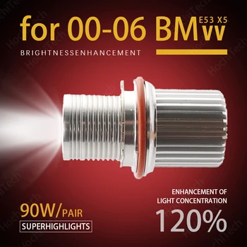 90W High Power LED angel eye lemputės žiedas Žymeklio šviesa 2000-2006, BMW E53 X5 Super Šviesus