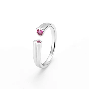 925 Sterlingas Sidabro Nemokamai Dydis Reguliuojamas Žiedo Atidaryti Dydžio Piršto Žiedai Moterims rožinė cirkonis širdis anillos