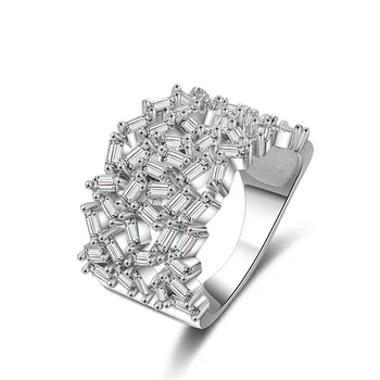 925 sterlingas sidabro madingų batono formos supjaustyti amžinybės juostos žiedas, Vestuvių Dalyvavimas patinka merginos piršto Papuošalai R4891