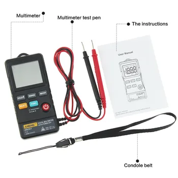 ANENG AN301 Mini Skaitmeninis Multimetras 1999 Skaičiuoja Nešiojamų AC DC Voltmeter Atsparumas Ammeter Metrų Testeris su LED Šviesa