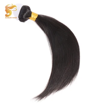 AOSUN PLAUKŲ Brazilijos Plaukų Pynimas Ryšulių Tiesūs Plaukai Ryšulius Su Uždarymo Žmogaus Plaukų priauginimas Remy Plaukų 8-26inches