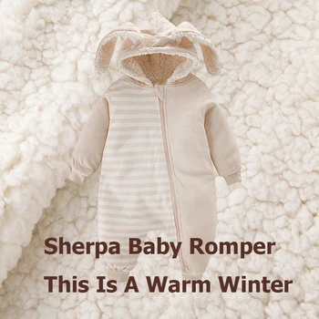 ATSTUMAS PARDAVIMO Sherpa Kombinezonus, vaikiški drabužiai, Kūdikių romper naujai Žiemos baby berniukas ir mergaitė rompers Triušio kailis Rudenį jumpsuit