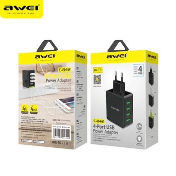 AWEI C-842 Įkrovimo Adapteris, 4 USB 4.0 Kelionės Greitas Įkroviklis, Mobiliųjų Telefonų 