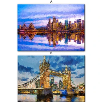 Abstrakti Sydney Opera House Marina Sienų Tapyba London Tower Bridge, Plakatų Ir Grafikos Šiuolaikinio Namų Dekoro Nuotraukos, Cuadros