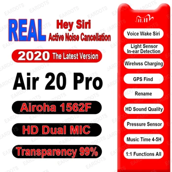 Air20 Pro ANC TWS 1562F Tiesa Šviesos Jutiklis Nekilnojamojo Balso Pažadinti Belaidžių Ausinių HD Dual MIC 5.0 