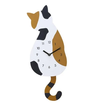 Akrilo Cute Kačių Sieninis Laikrodis Kūrybos Animacinių Filmų Švytuoklinis Laikrodis Namų Dekoro Žiūrėti Būdas Uodega Sieniniai Laikrodžiai Perkelti Tylos Mėgėjams Dovana J50