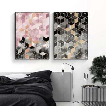 Akvarelė Abstrakčių Geometrinių Aikštėje Nuotrauką Drobė Plakatas Sienos Menas Spausdinti Šiaurės Tapybos Modernių Namų Kambarį Apdaila