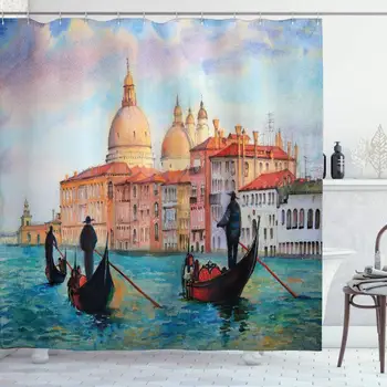 Akvarelė Tapyba Venecijos Giedras miesto panoramos Antikvariniai Gondolos Vaizdingas Vonios kambarys Dekoro Medžiaga