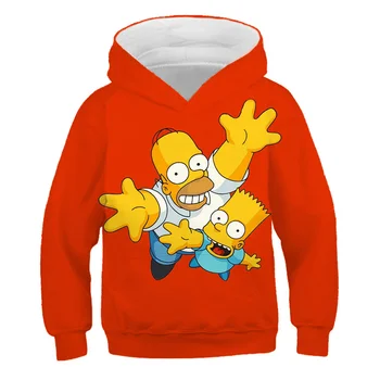 Animacinių filmų 3D Simpsonų Hoodie Vaikų Berniukų, Mergaičių Hoodies Simpson Megztiniai Vaikams, Susagstomi megztiniai Vaikams poliesteris Hoodie Mergaičių Drabužiai
