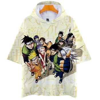 Anime Naruto Akatsuki Gobtuvu Marškinėliai Vyrams, Moterims Vaikas Marškinėlius su Gobtuvu, Japonų Stiliaus Berniukas Mergaitė Vasarą Laisvi Kišenėje Trumpas Rankovės
