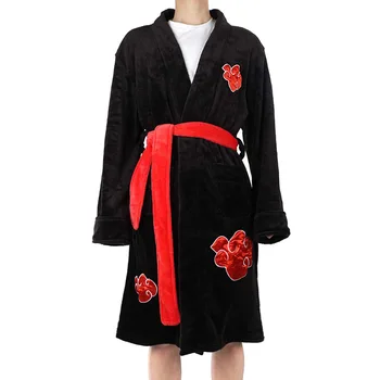Anime Naruto Cosplay kostiumų Chalatas Akatsuki Uchiha Itachi Flanelė Pižama Suaugusiųjų Unisex Šiltas naktiniai drabužiai Sleepwear Kimono Skraiste