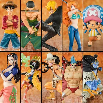 Anime One Piece 20th Anniversary Edition Luffy Pav Zoro Sanji Nami Chopper Nico Robin BROOK PVC Veiksmų Skaičius, Modelis Lėlės, Žaislai