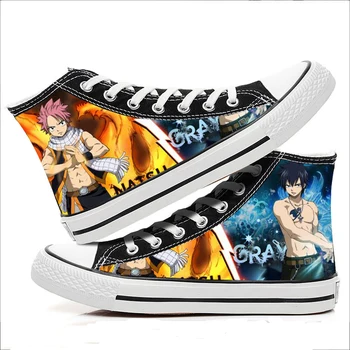 Anime cartoon mados studentams aukštos padėti Fairy Tail cosplay cos batai drobė batai atsitiktinis patogiai vyrus ir moteris