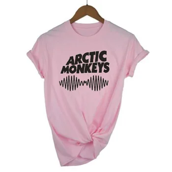 Arctic Monkey Sonic Modelį, Print T-Shirt moterims Juoda Balta Rausva Trumpas Rankovės juokinga Atsitiktinis Harajuku plius Dydis Medvilnės T Shirts