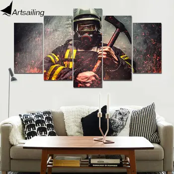 ArtSailing HD spausdinimo 5 gabalo drobės meno Gaisrų gesinimo Gaisrininkas sienos, namo apdailos priedai modernus Plakatas su rėmu PC-8066