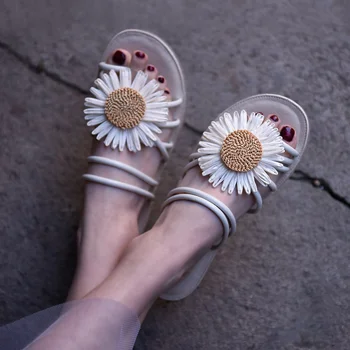 Artmu Originalus Gėlių Butas Vienintelis Moterų Sandalai Vasarą Bohemijos Stiliaus Paplūdimio Bateliai, Minkšti, Lauko Odos Šlepetės Du Būdai, kaip Dėvėti