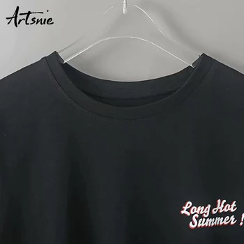 Artsnie disney streetwear atsitiktinis moterų marškinėliai vasarą, o kaklas trumpas rankovės prarasti viršūnes femme juoda raidė animacinių filmų print t-shirt