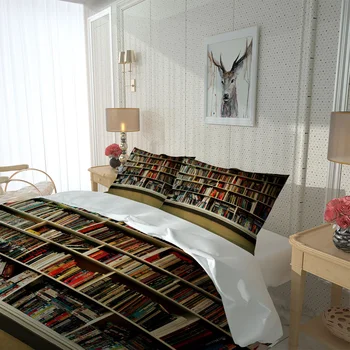 Asmeninį paklode trijų dalių spausdinti trimatis užuolaidų dviguba antklodė padengti patalynės ruda booksef lova rinkinys