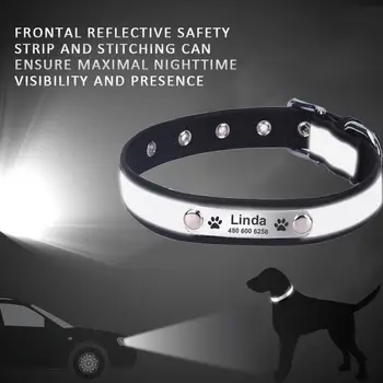 Asmeninį Šunų Antkaklis Atspindintis Reguliuojamas Pet Saugos Karoliai Šunims, Kačių Antkaklis Pavadinimas ID Priskirtą Žymą Graviruotas Pet Accessories