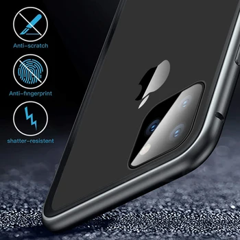 Atveju iPhone, 11 Pro Privatumo Magnetinio 360 Laipsnių Metalo Danga,Grūdinto Stiklo iPhone 11 Pro Max
