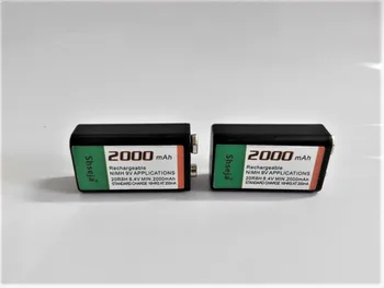 Aukštos kokybės 4PCS 2000mah 9V NiMH įkraunamos baterijos + 1pcs Universalus aa aaa 9v akumuliatorių kroviklis