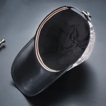 Aukštos kokybės vyriški odiniai bžūp Python odos Spalvotų prabangus rankų darbo kepurė