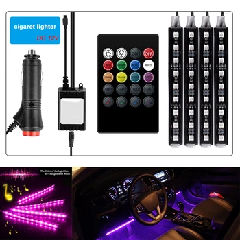 Automobilių Interjero Dekoratyvinis Apšvietimas LED Koja Aplinkos Šviesos Lempa Su USB Belaidžio Nuotolinio Muzikos Valdymo Keliais Režimais, Aplinkos šviesos
