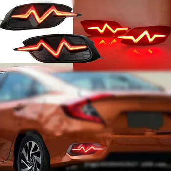 Automobilių Stiliaus Honda Civic 10 2016-2018 LED Žibintų Antakių Antakių Šviesos važiavimui Dieną DRL Su dinaminiu Geltoni Posūkio signalai